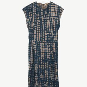 Bottega Veneta PF/12 Blue & Grey Printed Wool Dress